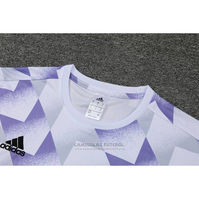 Fato de Treino Real Madrid Manga Curta 2022-2023 Branco Y Purpura - Calcas Curta